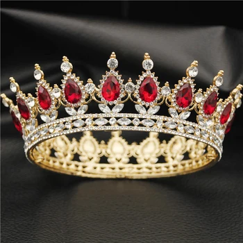 Crystal Tiaras Barokový Kolo Koruny Klasické Royal Queen Kráľ Korún Diadem Ples Svadobné Vlasy, Šperky, Doplnky