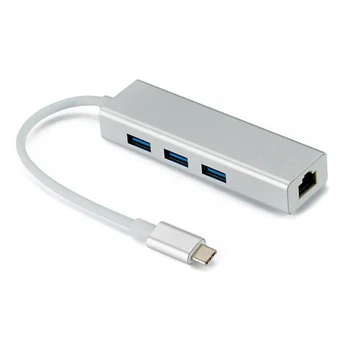 USB 3.1 USB-Typ C C 10/100/1000Mbps Gigabit Ethernet Rj45 Lan Adaptér s 3 USB 3.0 Network Karta pre MacBook