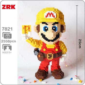 7821 Video Hry Super Mario Žltá Mario Obrázok 3D Model DIY 2550pcs Diamond Mini Budovy Malé Kvádre, Tehly Hračka č Box