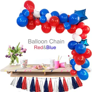 1Set Blue&Červené Latexové Balóny Reťazca Arch Auta USA Deň Nezávislosti Dekor júla 4. Výročie Balón Strapec Svadba, Narodeniny