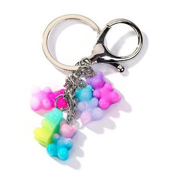 1PC Gummy Bear Keychain Flatback Živice Prívesok Charms Farebné Kabelky Keyring pre ženy