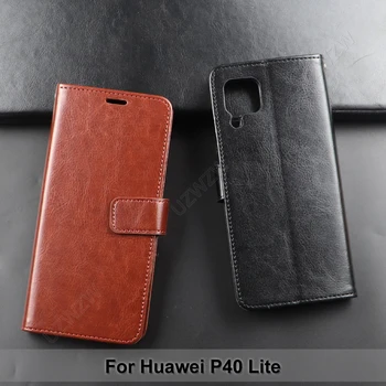 Pre Huawei P40 Lite Flip Wallet PU Kožené puzdro