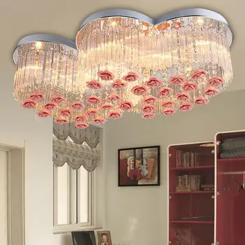 Moderné, jednoduché, LED stropné svietidlo crystal spálňa teplé romantické svadobné izba dvojlôžková srdce stropné svietidlo dekorácie