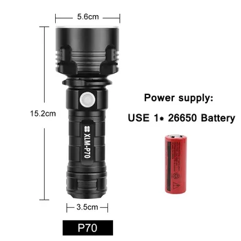 Anjoet Super Výkonné LED Baterka L2 XHP70.2 Taktická Baterka USB Nabíjateľné Vodotesné Svietidlo Svetlé Svietidla Camping 26650