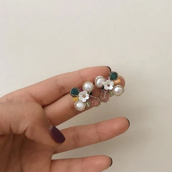 AENSOA Prírodného Kameňa Kvety, Živica Visieť Náušnice pre Ženy Vintage Geometrické Candy Farby Drop Náušnice Módne Šperky 2020