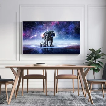Astronaut farba hviezdne nebo Obrázok na stenu Plagát maľovanie obývacia izba, spálňa, izba hlavu Plátno na Maľovanie na Stenu Umenie nástenná maľba