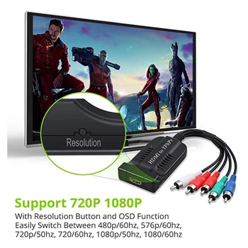 HDMI Samec YPbPr Prevodník s Rozlíšením 1080P Prepínač Podpora OSD HDMI 5RCA Komponentné Video YPbPr RGB Converter Adaptér