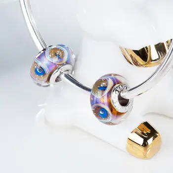 Očarujúce oči zlaté flash murano skla korálky charms 925 Sterling Silver fit Náramky, Šperky, Módne JKLL002