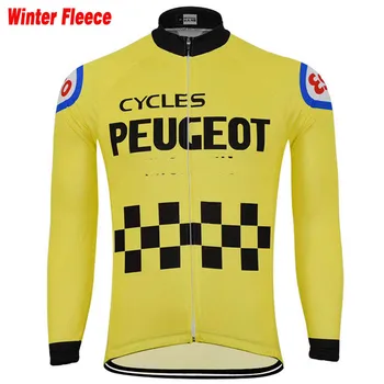 NOVÍ ľudia, žlté Tričko - Dlhý Rukáv cyklistika dres tepla Zimná Fleece & č Fleece cyklistické oblečenie nosiť Vrecká