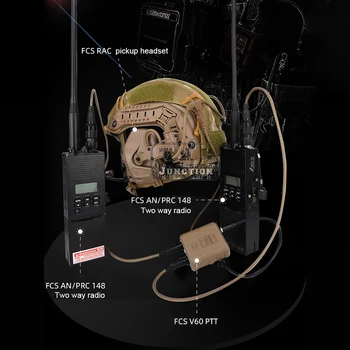 FCS V60 PTT Taktické Vysielač, Prijímač Konektor AMP Comtac III HeadSet 6 PIN Kábel Adaptéra KN6 Na U174/U Nastavte BK