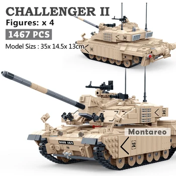 MOC Vojenské M1A2 Challenger II Hlavný Bojový Tank veľké Model Akčné Figúrky Stavebné Bloky, Deti, dieťa, chlapec, Hračky Narodeninám