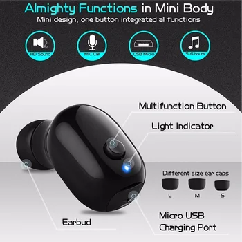 Nepremokavé Bluetooth Slúchadlá, Mini Neviditeľné Bezdrôtové slúchadlá Priliehavé v Uchu Auto s Mic Sprchovaní Jazdy Športy