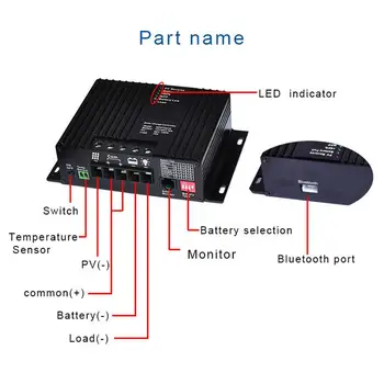 MPPT Solárny Regulátor Nabíjania Pomocou pripojenia Bluetooth Solárny Panel Poplatok Regulátora # 25