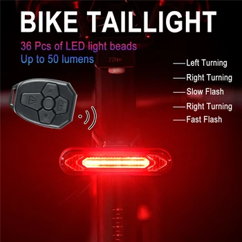 Smart Wireless Bicyklov Svetla USB Nabíjateľné zadné Svetlo Bike LED Zadné Svetlo Diaľkové Zase Signálneho Svetla