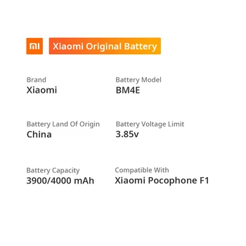 Pôvodný xiao Pocophone F1 batérie Telefónu Model BM4E Kapacita Batérie 4000mAh Napätie Batérie Limit 3.85 V Pre Pocophone F1