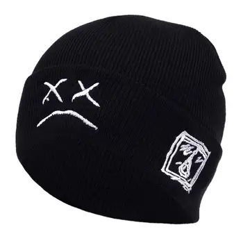 Plač tvár výšivky Lil Peep čiapočku klobúk mužov a žien smutný chlapec tvár pletené klobúk zimné hip hop čiapočku módne ski hat