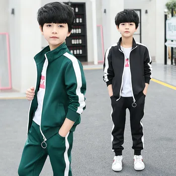 Detské Oblečenie na Jeseň Nové Bavlna kórejský Módne Bežné detské dvojdielne Deti Chlapec Prúžkovaný Oblek