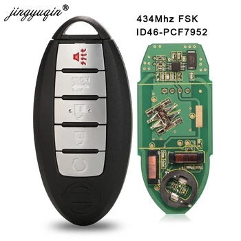 Jingyuqin vhodné na Nissan PATROL Pathfinder Altima Maxima 5 Tlačidiel Smart Remote príveskom, 434Mhz ID46 Pcf7952 Čip