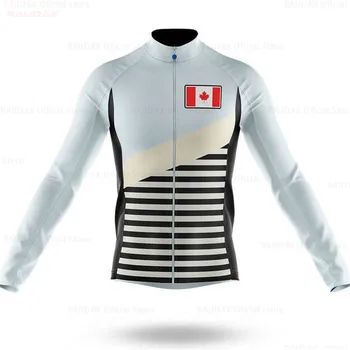 Kanada Jar/leto Cestná Cyklistika Jersey Mens Dlho Rukáv Potenie Horských pretekov Cyklistické Oblečenie Maillot Ropa Ciclismo Hombre