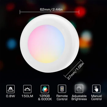 [DBF]batériový Bezdrôtové LED Skrine, Osvetlenie,RGB Farby Puk Svetlo s Diaľkovým ovládaním Dotykový Snímač s LED Nočné Svetlo