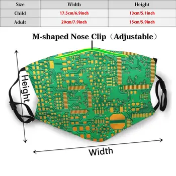 Zelená Dosky S Elektronickými Obvodmi Tlač Umývateľný Filter Proti Prachu Úst Maska Zelený Rada Čip Okruhu Closeup Komponent Počítača
