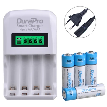 DuraPro AA AAA Ni-MH, Ni-Cd Nabíjateľné Batérie + LCD 4 Sloty AA AAA Batérie, Nabíjačky pre batérie typu aa aaa Kalkulačka MP3 Prehrávač