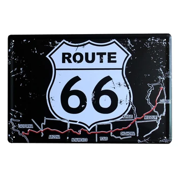 Krajina špz USA Route 66 MAPU Vintage Tin Prihlásiť Bar Krčmy Domov Garáž Stenu Decor Retro Kovové Umenie Plagátu Doska 30x20cm A881