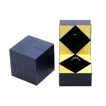 Nový Kreatívny Návrh Rubik\ \ 's Kocka Krúžok Box Osobné Valentína Darček Rubik\ \ 's Kocka Šperky Box Krúžok Okno Pre Zobrazenie