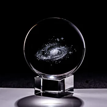Krištáľová Guľa 3D Laserom Vygravírované Quartz Sklo Sfére Domáce Dekorácie, Ozdoby Svete Galaxy Miniatúry Tvorivé Figúrky Dary