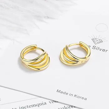Zlato, Striebro Stud Náušnice Geometrický Dizajn 925 Sterling Silver Náušnice Pre Ženy Femme Nové Kórea Šperky Kolczyki