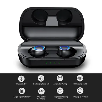 Cudzie Tajné PLUS Power Bank Typ-c Bezdrôtové Nabíjanie TWS Slúchadlá Bluetooth Slúchadlo Hlboké Basy Stereo Hi-Fi Športové Slúchadlá