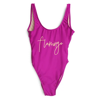 Sexy Klasické Siamské 2020 Plavky Ženy Jednodielne Plavky Flamingo List Tlač Letné Plážové Oblečenie Pani Ružová Kúpanie Plávať Oblek