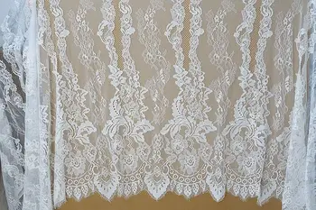 Vysoko kvalitný jemný pramene mäkké rias čipky textílie elegantné Európskej oka textílie bielej 1.5*3 m