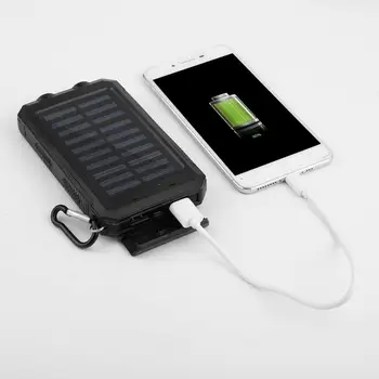 Vodotesný, Odolný 300000mAh Prenosná Solárna Nabíjačka Dual USB Batérie Banka S Kompasom 2 LED pre Vonkajšie Núdzové