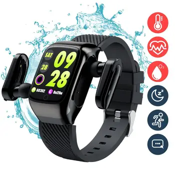 2020 Šport Smart Hodinky TWS Bluetooth Slúchadlo 2 In1 Muži Ženy Srdcového tepu Smartwatch Fitness Tracker Pre Android a IOS