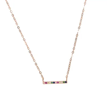 Striebro, Zlato, ružové zlato 3 farby 925 sterling silver rainbow cz bar náhrdelník klasický jednoduchý desing