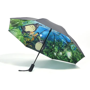 Hayao Miyazaki Anime Totoro Automatické Dážď slnečník Pre Ženy Prenosné 3-násobne UV Umbrela Cartoon Parasol Studio Ghibli