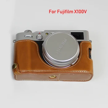 Prenosné PU Kožené puzdro Camera Bag kryt pre Fujifilm Fuji X100V X-100V Polovicu Tela, Nastavte Kryt Batérie Otvorenie