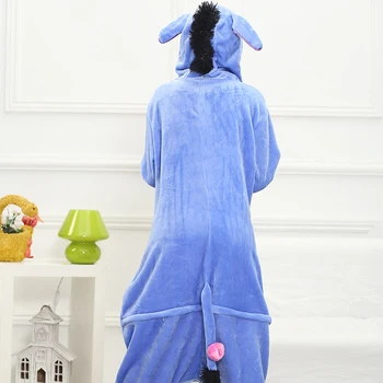 Dospelých Anime Modrá Somár Kigurumi Onesies Roztomilý Kostým Pre Ženy, Mužov, Zábavné Teplé Mäkké Zvierat Onepieces Pyžamo Domáce Oblečenie Dievča