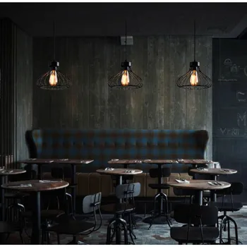 Feimefeiyou Nordic Loft Reštaurácia, Bar Luster Retro Priemyselná Žehlička Jeden Vedúci Žiarovka E27 visí lampa black droplight