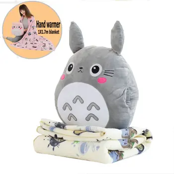 Japonsko Totoro Dragon Mačka Plyšový Vankúš Mäkký Flanelové deka Plnené ručné Teplejšie Anime Hračka pre deti, Prístelky Vankúš pre Priateľku