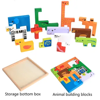 Kreatívne Drevené Zvierat Stavebné Bloky Farby Uznanie Stohovanie Vysokej Pravopis Dieťa Raného Vzdelávania Vzdelávacie Hračky Darček