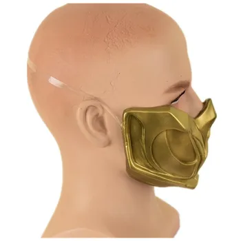 Hra Mortal Kombat SCORPION Cosplay Maska Zlaté Polovicu tváre Latex Maska Ženy Muži Halloween Party Maska
