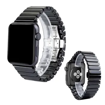 Keramické Popruh pre Apple Hodinky 6 Kapela 44 mm 40 mm iwatch kapela 42mm 38mm Luxusné Nerezové spony náramok Apple hodinky se 5 4 3