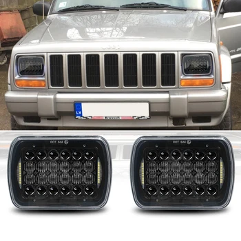 72W 5X7 7X6 palcový Obdĺžnikový Sealed Beam LED Reflektor S DRL pre Jeep Wrangler YJ Cherokee XJ H6014 H6052 H6054 LED