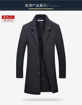 Muži Móda Bundy Mužov Slim Hodí Coats Business Pánske Dlhé Zimné Vetru Outwears Plus Veľkosť 5XL Black Predaj Hot Vysoká Kvalita