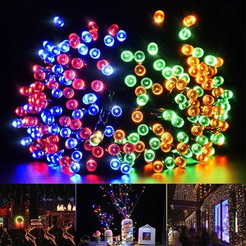 LED Solárne Lampy, Záhradné Nepremokavé Vonkajšie Powered Energie String Svetlá Sviatok Vianočný Veniec Svetla Dekorácie Víla Izba