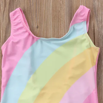 1-6Y Batoľa Detský Baby Girl Rainbow Plavky bez Rukávov Backless Bowknot Plavecké plavky Leto Plavky