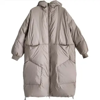 Zimné multi vrecká načechraný prírodné nadol bunda ženské nové 90% biele kačacie nadol zahusťovanie voľné kapucňou nadol bunda, kabát F697