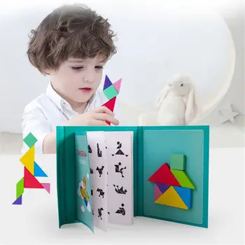 96 Hádanky Magnetické Tangram Deti Hračky Montessori Vzdelávacích Kúzlo Kniha Oblek